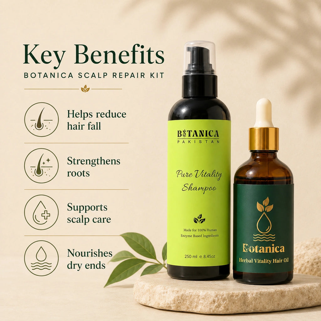 Key benefits of Botanica hair fall control and scalp repair kit for strong hair roots.