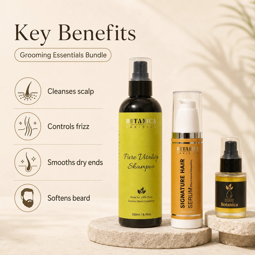 Complete men's hair fall and beard care kit for thicker hair and patchy beard growth.