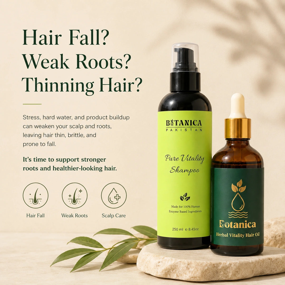 Hair fall control and scalp repair solution for weak hair roots and hard water damage.